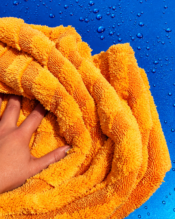 Microfibre Hybrid Twist fibre drying towel 50x80 1000 GSM Orange Edgeless