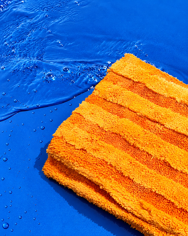 Microfibre Hybrid Twist fibre drying towel 50x80 1000 GSM Orange Edgeless
