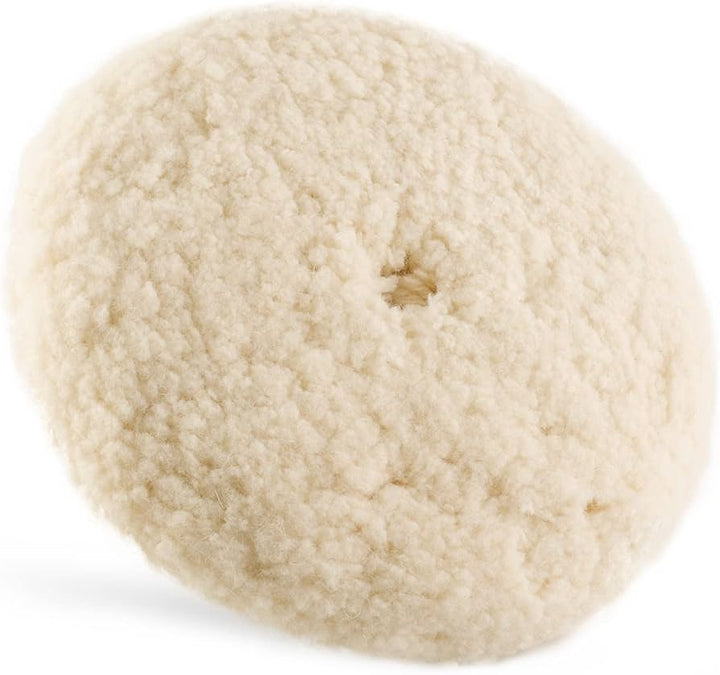 Buff and Shine Pad 7.5 White Wool 100% Heavy Cut 4ply Twisted yarn Ring back