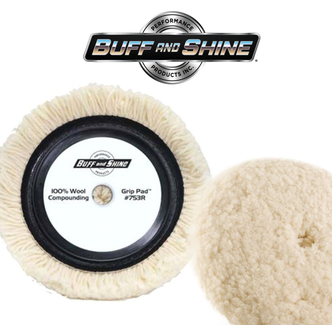 Buff and Shine Pad 7.5 White Wool 100% Heavy Cut 4ply Twisted yarn Ring back