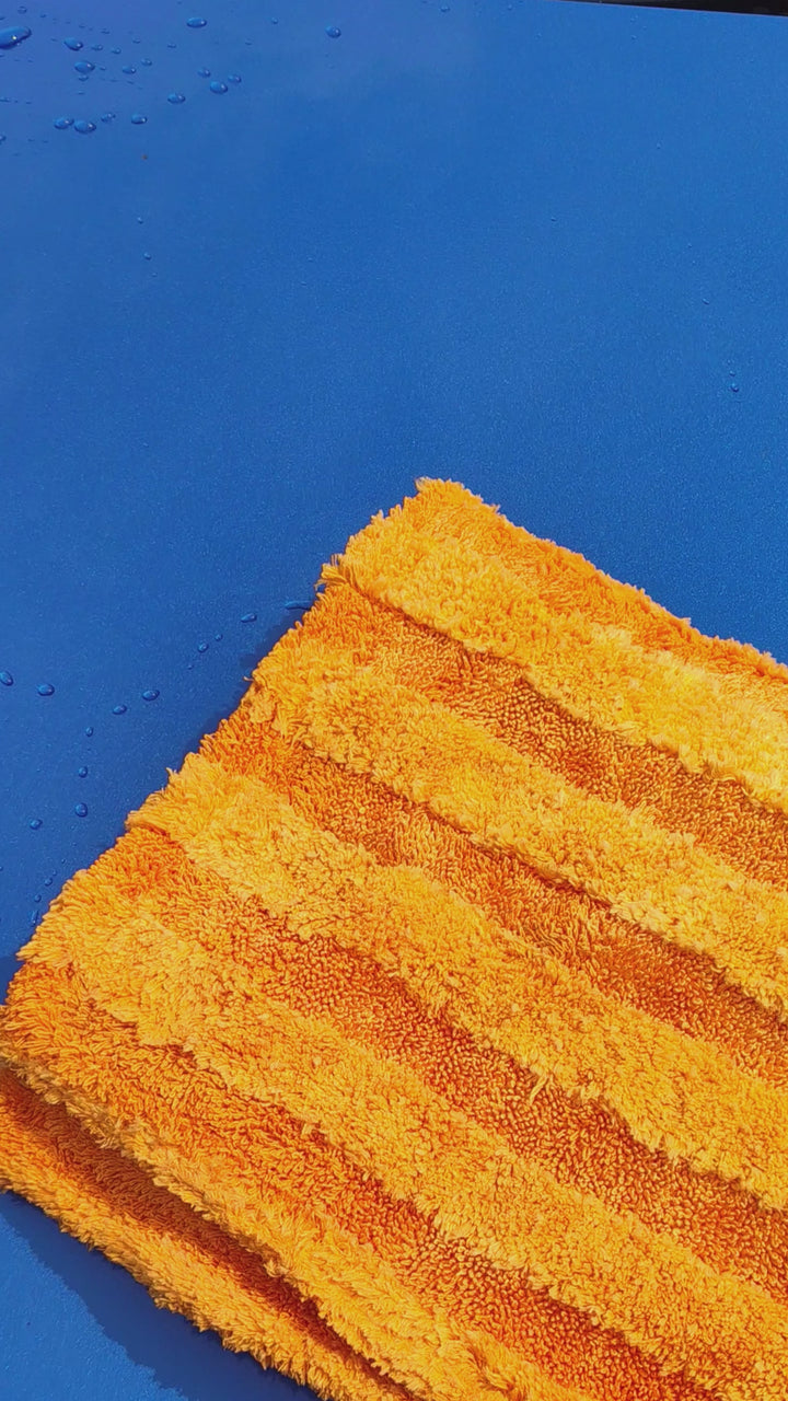 Microfibre Hybrid Twist fibre drying towel 50x80 1000 GSM Orange Edgeless